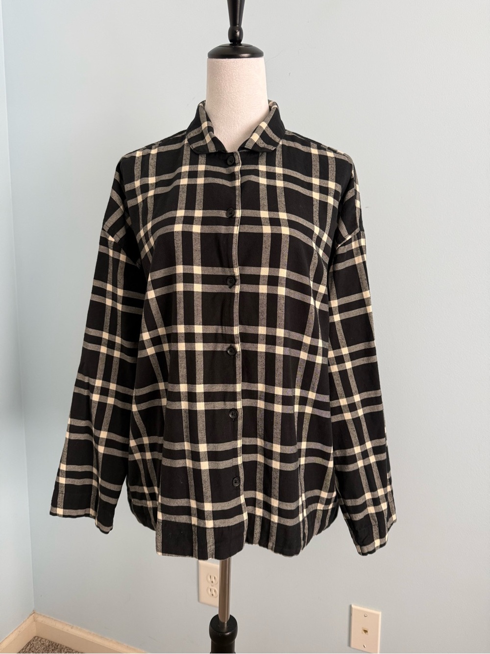 Hanna Andersson Women’s Long Sleeve Flannel Plaid Pajamas Shirt Size M